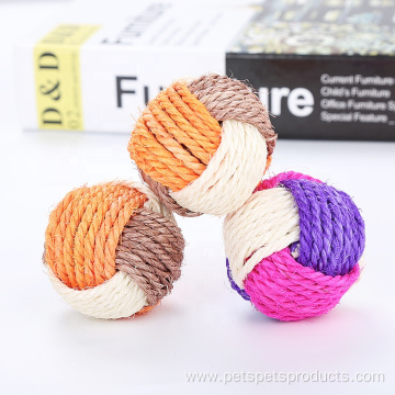 wholesale tricolor woven sisal ball cat toy ball